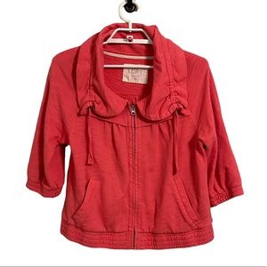 LOFT Lounge Cropped Zip Up Sweatshirt